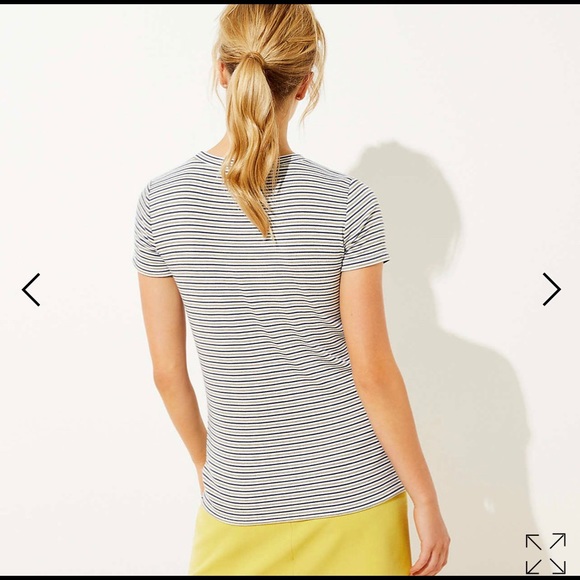 LOFT Striped Ribbed Shoulder Button Tee - Picture 3 of 3